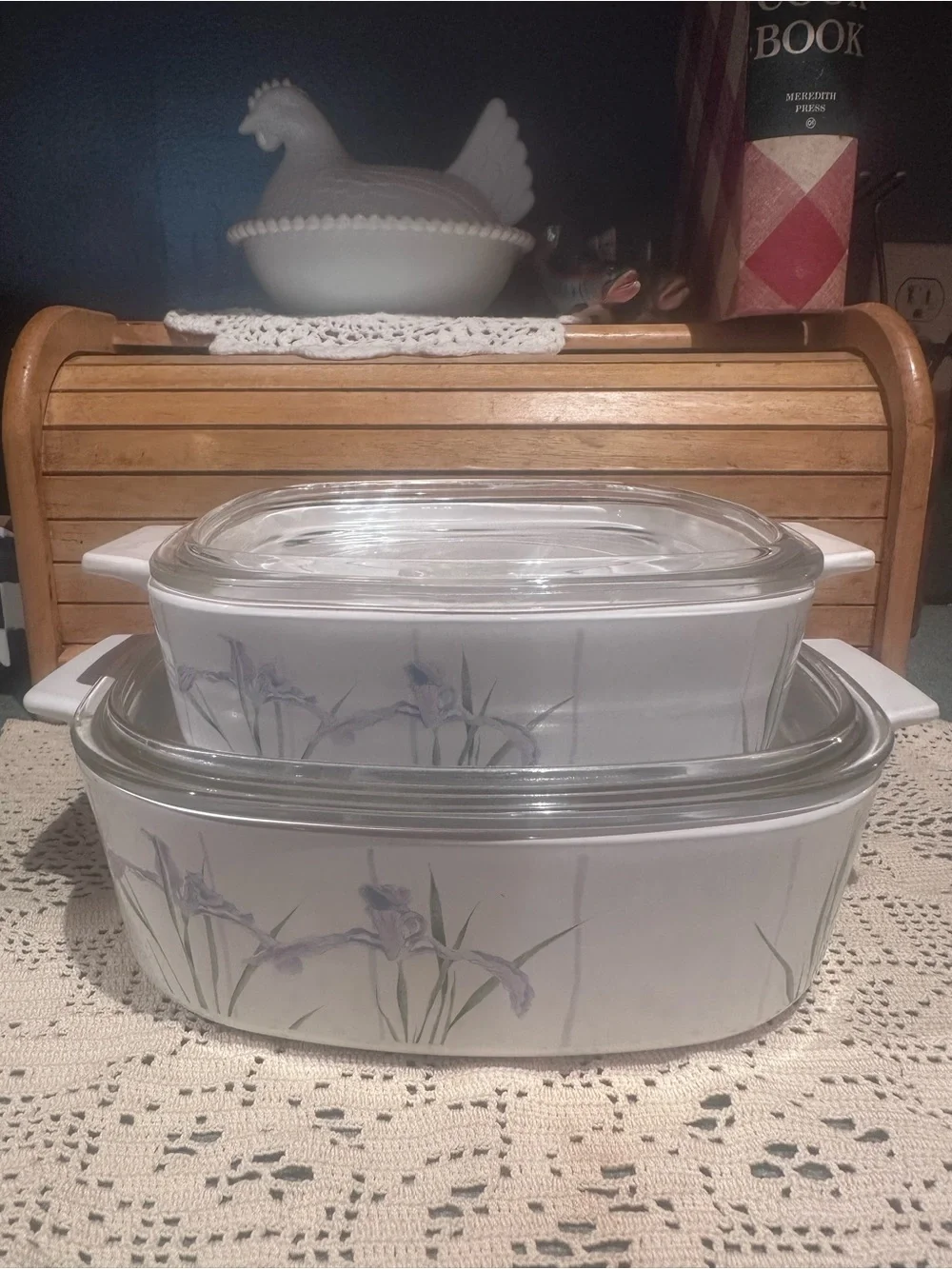 Vintage “Shadow Iris” Corningwear Dishes Set of 2